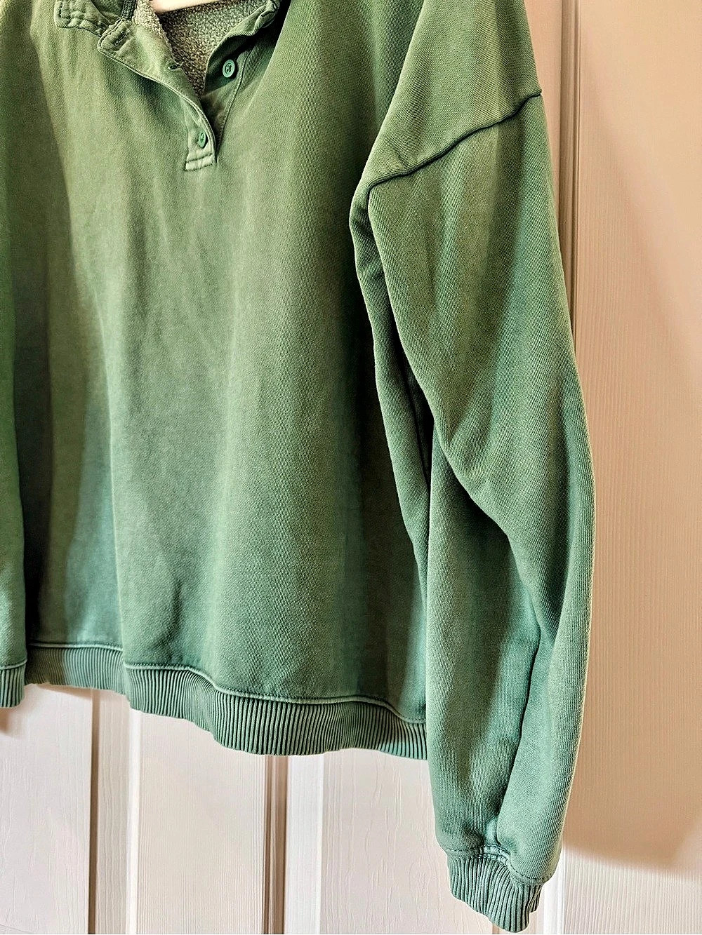 American Eagle Button-Up Polo Sweatshirt Green Size Large - Picture 2 of 3